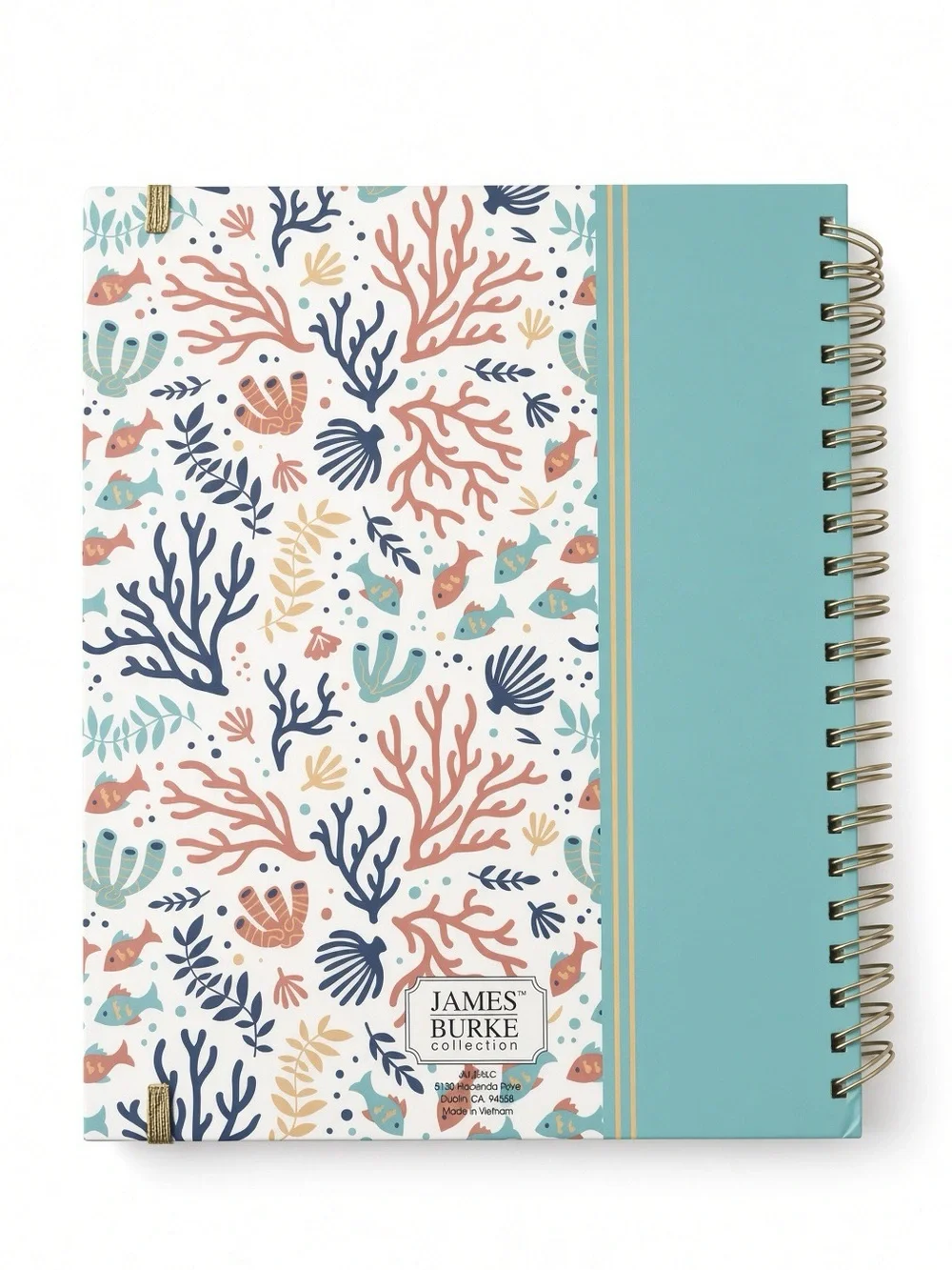 James Burke 5 Subject Ocean Coral Notebook Spiral 9.25x11 +Stickers NEW